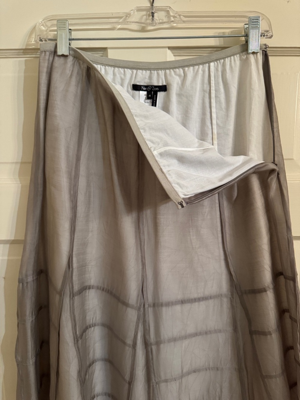 NIC+ZOE Taupe Sheer Layered Maxi Skirt